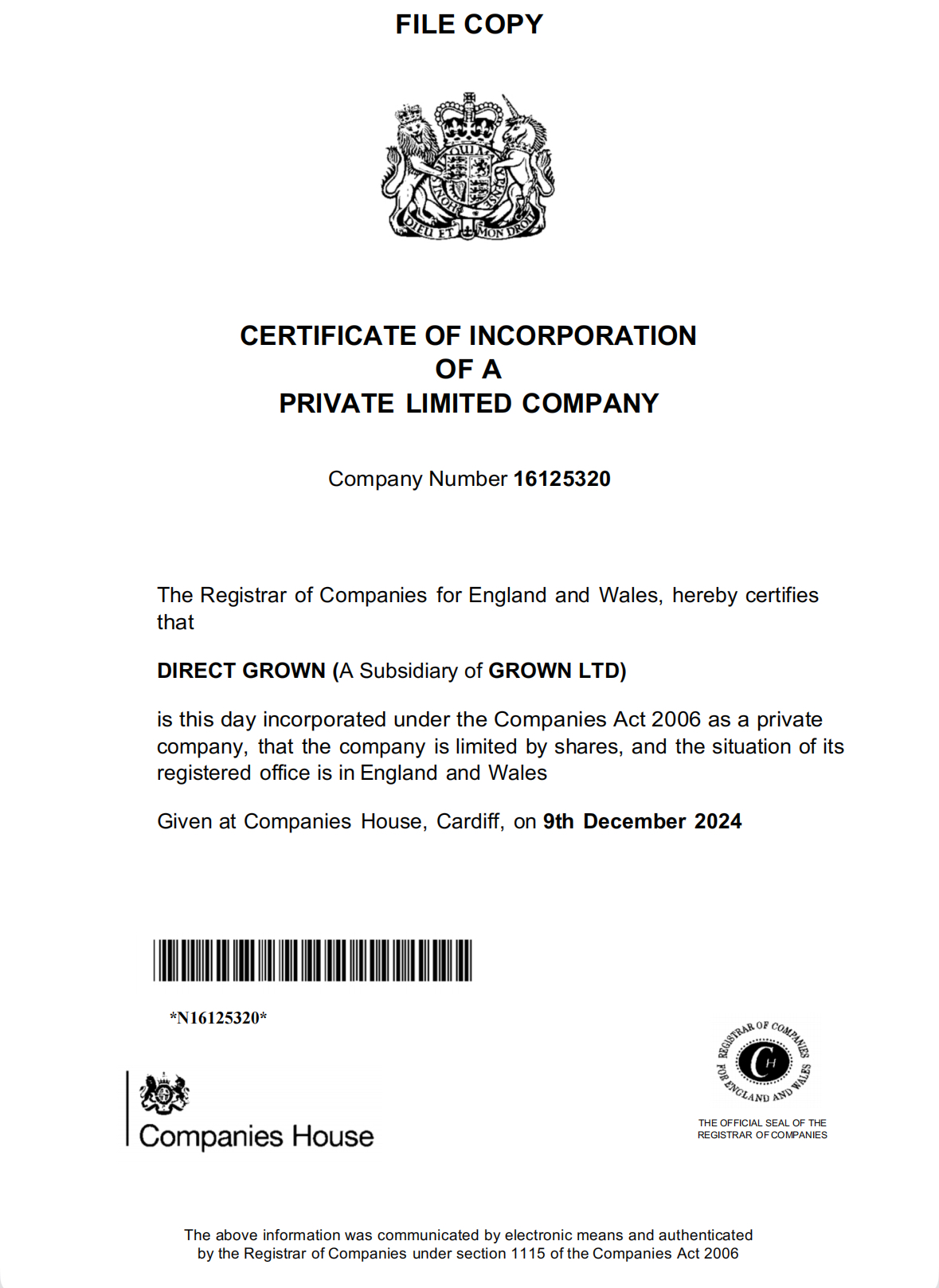 certificate